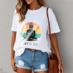 Buddha Stones Casual Colorful Striped Background Meditating Buddha Pattern Cotton Tee T-Shirt - image 10