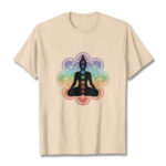 Buddha Stones Casual Meditating Figure Colorful Mandala Pattern Cotton Tee T-shirt - Bisque - 2XL - image 9