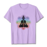 Buddha Stones Casual Meditating Figure Colorful Mandala Pattern Cotton Tee T-shirt - Plum - 2XL - image 17