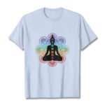 Buddha Stones Casual Meditating Figure Colorful Mandala Pattern Cotton Tee T-shirt - LightCyan - 2XL - image 19