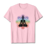 Buddha Stones Casual Meditating Figure Colorful Mandala Pattern Cotton Tee T-shirt - LightPink - 2XL - image 13
