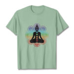 Buddha Stones Casual Meditating Figure Colorful Mandala Pattern Cotton Tee T-shirt - PaleGreen - 2XL - image 15