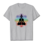 Buddha Stones Casual Meditating Figure Colorful Mandala Pattern Cotton Tee T-shirt - LightGrey - 2XL - image 20