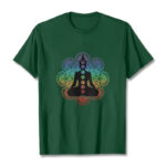 Buddha Stones Casual Meditating Figure Colorful Mandala Pattern Cotton Tee T-shirt - ForestGreen - 2XL - image 11