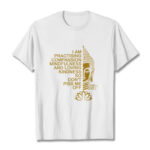 Buddha Stones Casual Golden Side Buddha Lotus Flower Pattern Cotton Tee T-Shirt - White - 2XL - image 1