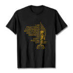Buddha Stones Casual Golden Side Buddha Lotus Flower Pattern Cotton Tee T-Shirt - Black - 2XL - image 5