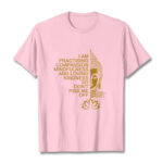 Buddha Stones Casual Golden Side Buddha Lotus Flower Pattern Cotton Tee T-Shirt - LightPink - 2XL - image 13
