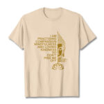 Buddha Stones Casual Golden Side Buddha Lotus Flower Pattern Cotton Tee T-Shirt - Bisque - 2XL - image 9
