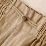 Buddha Stones Versatile Solid Color Elastic Waistband Frog-Button Cotton Linen Women's Wide Leg Pants With Pockets - image 5