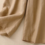 Buddha Stones Versatile Solid Color Elastic Waistband Frog-Button Cotton Linen Women's Wide Leg Pants With Pockets - image 8