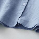 Buddha Stones Solid Color Button Three Quarter Sleeve Cotton Linen Shirt - image 24