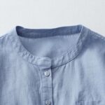 Buddha Stones Solid Color Button Three Quarter Sleeve Cotton Linen Shirt - image 22