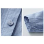Buddha Stones Solid Color Button Three Quarter Sleeve Cotton Linen Shirt - image 26