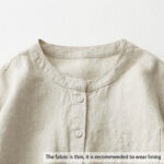 Buddha Stones Solid Color Button Three Quarter Sleeve Cotton Linen Shirt - image 4