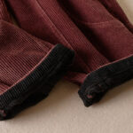 Buddha Stones Color Contrast Corduroy Cotton Women's Thermal Fleece-Lined Harem Pants With Pockets - image 11