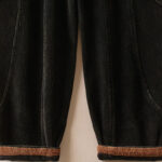 Buddha Stones Color Contrast Corduroy Cotton Women's Thermal Fleece-Lined Harem Pants With Pockets - image 5