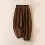 Buddha Stones Color Contrast Corduroy Cotton Women's Thermal Fleece-Lined Harem Pants With Pockets - DarkGoldenrod - US8-10，UK/AU12-14，EU40-42 (2XL) - image 18