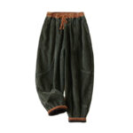 Buddha Stones Color Contrast Corduroy Cotton Women's Thermal Fleece-Lined Harem Pants With Pockets - image 17