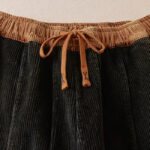 Buddha Stones Color Contrast Corduroy Cotton Women's Thermal Fleece-Lined Harem Pants With Pockets - image 3