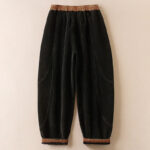 Buddha Stones Color Contrast Corduroy Cotton Women's Thermal Fleece-Lined Harem Pants With Pockets - image 2