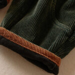 Buddha Stones Color Contrast Corduroy Cotton Women's Thermal Fleece-Lined Harem Pants With Pockets - image 16
