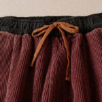 Buddha Stones Color Contrast Corduroy Cotton Women's Thermal Fleece-Lined Harem Pants With Pockets - image 8