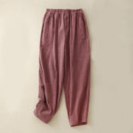 Buddha Stones Commute Vintage Plain Women's Corduroy Cotton Harem Pants With Pockets - PaleVioletRed - US8-10，UK/AU12-14，EU40-42 (2XL) - image 15