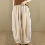 Buddha Stones Spring Casual Simple Design Women's Cotton Linen Harem Pants With Pockets - AntiqueWhite - US8-10，UK/AU12-14，EU40-42 (2XL) - image 16