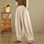 Buddha Stones Spring Casual Simple Design Women's Cotton Linen Harem Pants With Pockets - image 21