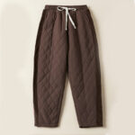 Buddha Stones Diamond Quilted Design Thermal Fleece-Lined Women's Harem Cotton Pants With Pockets - SaddleBrown - US8-10，UK/AU12-14，EU40-42 (2XL) - image 19