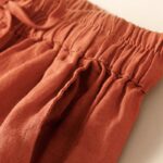 Buddha Stones Plain Color Bottom Hollow Lace Design Lace-up Cotton Linen Women's Shorts With Pockets - image 45