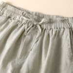 Buddha Stones Plain Color Bottom Hollow Lace Design Lace-up Cotton Linen Women's Shorts With Pockets - image 8