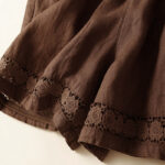 Buddha Stones Plain Color Bottom Hollow Lace Design Lace-up Cotton Linen Women's Shorts With Pockets - image 39