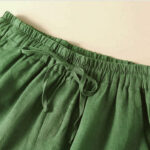 Buddha Stones Plain Color Bottom Hollow Lace Design Lace-up Cotton Linen Women's Shorts With Pockets - image 31