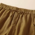 Buddha Stones Plain Color Bottom Hollow Lace Design Lace-up Cotton Linen Women's Shorts With Pockets - image 25