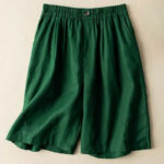 Buddha Stones Summer Casual Plain Zipper Button Cotton Linen Women's Shorts With Pockets - Green - US12，UK/AU16，EU44 (3XL) - image 5