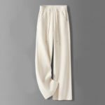 Buddha Stones Casual Solid Color Women's Wide Leg Corduroy Cotton Fleece-Lined Pants With Pockets - Beige - US12，UK/AU16，EU44 (3XL) - image 2