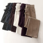 Buddha Stones Casual Solid Color Women's Wide Leg Corduroy Cotton Fleece-Lined Pants With Pockets - image 34