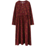 Buddha Stones Casual Ethnic Printing Floral Buttons Design Cotton Linen Midi Dress With Pockets - image 21