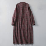 Buddha Stones Brown Retro Printing Floral Pattern Lapel Cotton Linen Midi Dress With Pockets - image 2