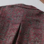 Buddha Stones Brown Retro Printing Floral Pattern Lapel Cotton Linen Midi Dress With Pockets - image 5