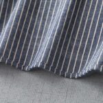 Buddha Stones LightSteelBlue White Striped Button Design Lapel Cotton Linen Midi Dress With Pockets - image 10
