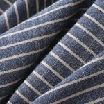 Buddha Stones LightSteelBlue White Striped Button Design Lapel Cotton Linen Midi Dress With Pockets - image 7