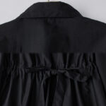 Buddha Stones Printing Irregular Lines Back Lace-up Design Lapel Cotton Midi Dress With Pockets - image 4