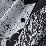 Buddha Stones Printing Irregular Lines Back Lace-up Design Lapel Cotton Midi Dress With Pockets - image 8