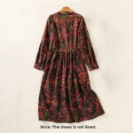 Buddha Stones Casual Printing Drawstring Chinese Frog-Button Cotton Linen Midi Dress With Pockets - image 10