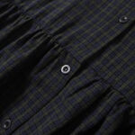 Buddha Stones Casual Plaid Simple Buttons Ruffled Design Cotton Linen Midi Dress With Pockets - image 3
