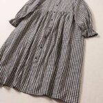 Buddha Stones Casual Plaid Simple Buttons Ruffled Design Cotton Linen Midi Dress With Pockets - image 11