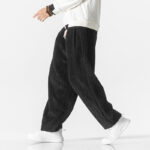 Buddha Stones Retro Winter Solid Color Men's Drawstring Corduroy Harem Pants With Pockets - image 17