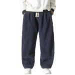 Buddha Stones Retro Winter Solid Color Men's Drawstring Corduroy Harem Pants With Pockets - image 25